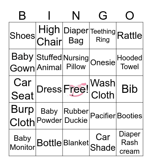 Baby Shower Bingo Card