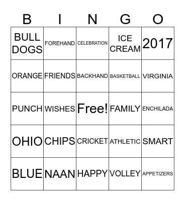 Shrey's 15th Birthday Bingo Card