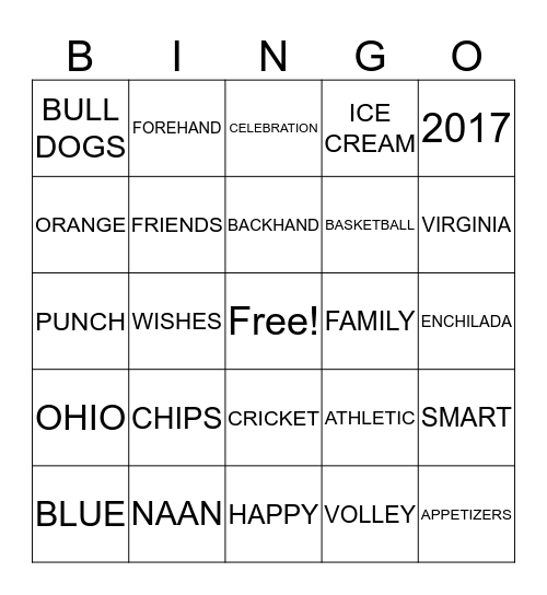 Shrey's 15th Birthday Bingo Card