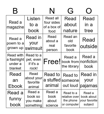 Summer Reading Bingo! Bingo Card