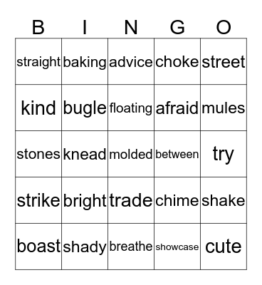 Long Vowel Sounds - Bingo Card