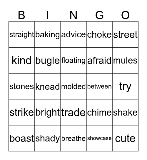 Long Vowel Sounds - Bingo Card