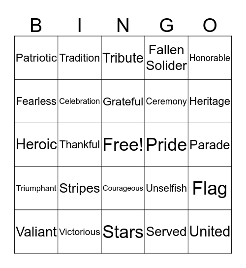 Memorial Day Bingo Card