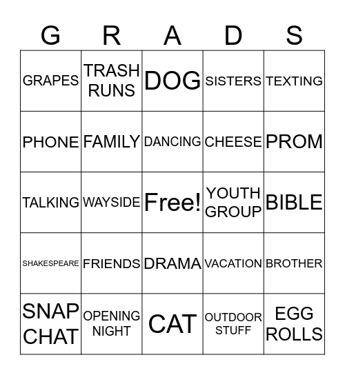 ANNIE AND NATALIE'S LIKES :) Bingo Card