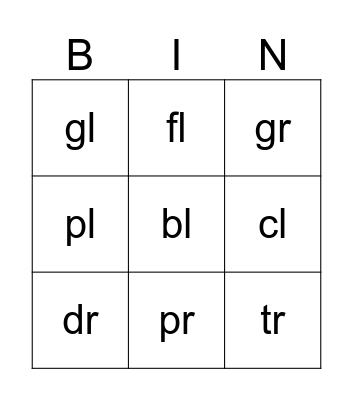 Beginning Blend Bingo Card