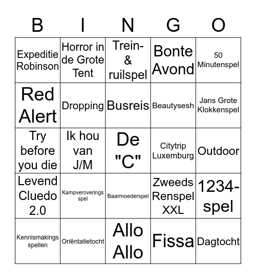 S&S programmapresentatiebingo Card