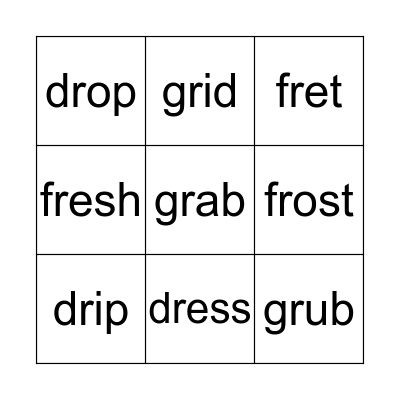 R Blends: dr, fr, g, Bingo Card