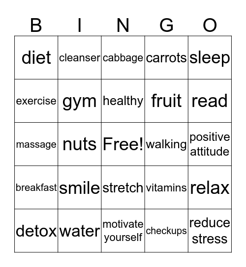 Health Minds Bingo Card