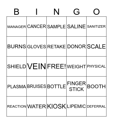 DONOR DAY BINGO Card