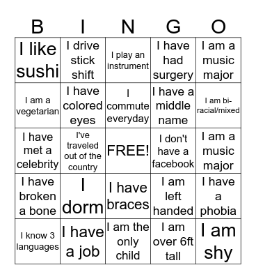 People Bingo Card