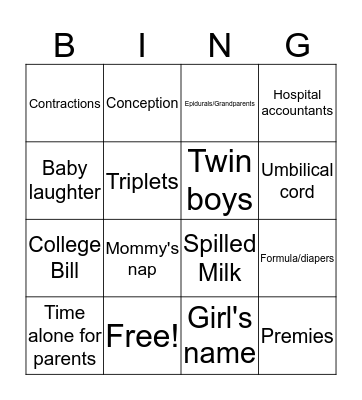 Candy Bar Bingo Card