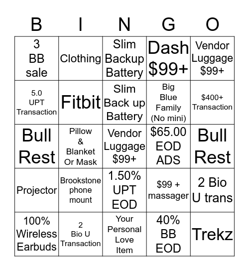 5/25 - 5/29 Bingo Card