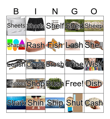 SH Words Bingo Card