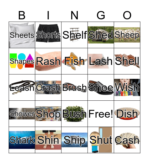 SH Words Bingo Card