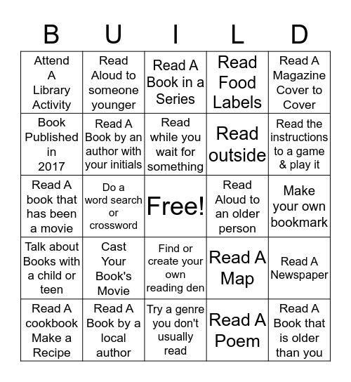 Build A Better World Bingo Card