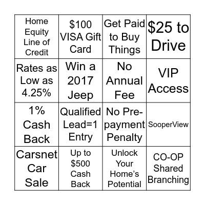 Sales Meeting BINGO Card