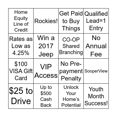 Sales Meeting BINGO Card