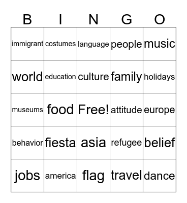 Culture Bingo Card