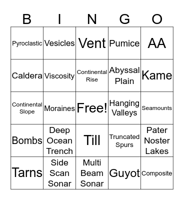 Rocks for Jocks  Bingo Card