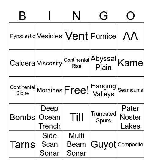 Rocks for Jocks  Bingo Card