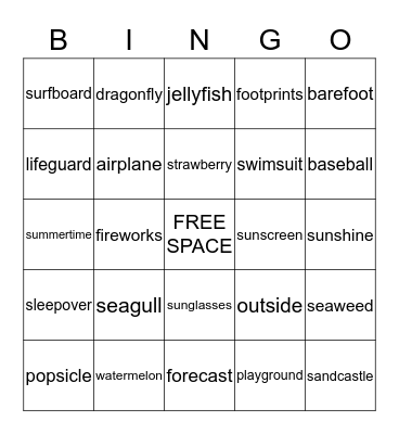 Compound Word Bingo Card