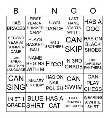 FRIENDSHIP BINGO Card