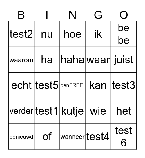 Spreekwoorden bingo Card