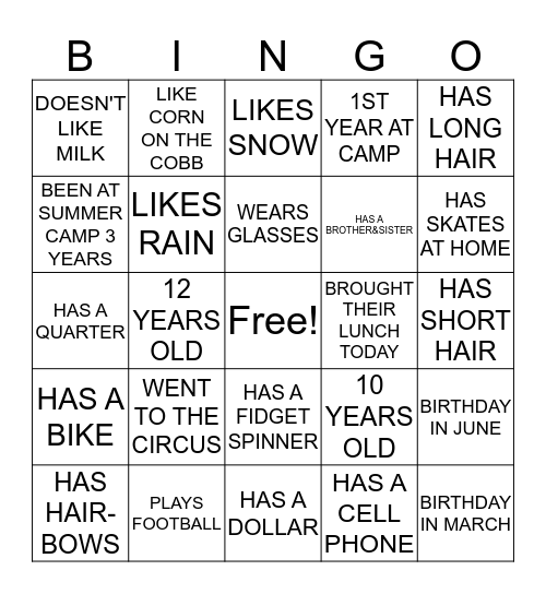 FRIENDSHIP BINGO Card