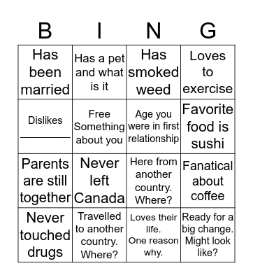 Games Night Bingo Card