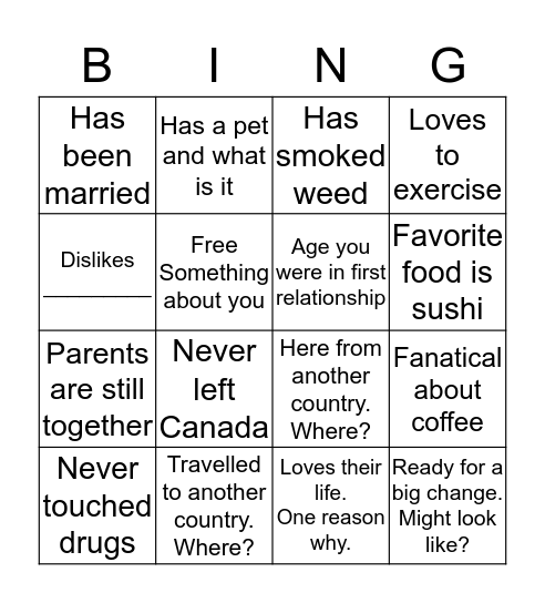 Games Night Bingo Card