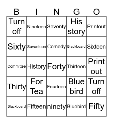 Word Stress Bingo Card
