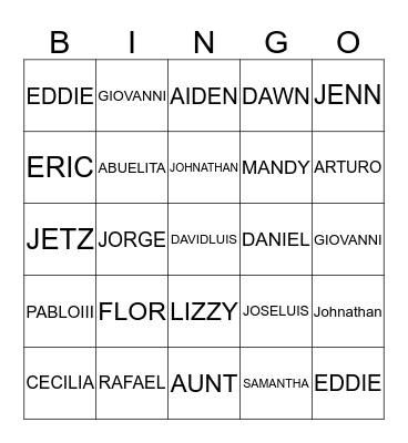 FAMILY BINGO Card