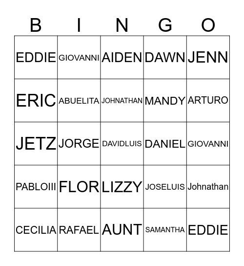 FAMILY BINGO Card