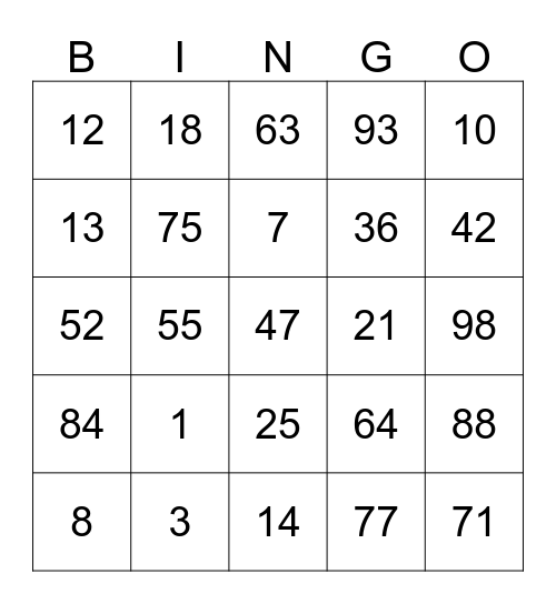 Colourpop Bingo Card
