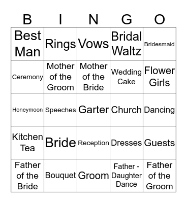 Simo's Wedding Bingo Card