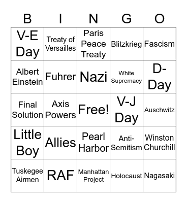World War II Bingo Card