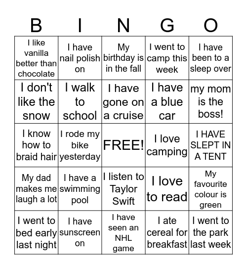 BARRIE SHARKS BINGO GAME Bingo Card