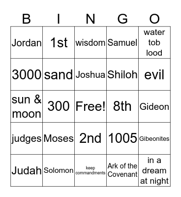 Bible Bingo Card