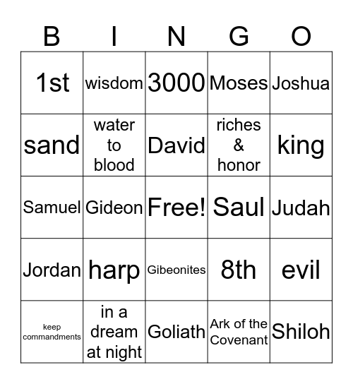 Bible Bingo Card