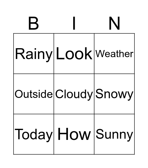 How's The Weather Bingo Card