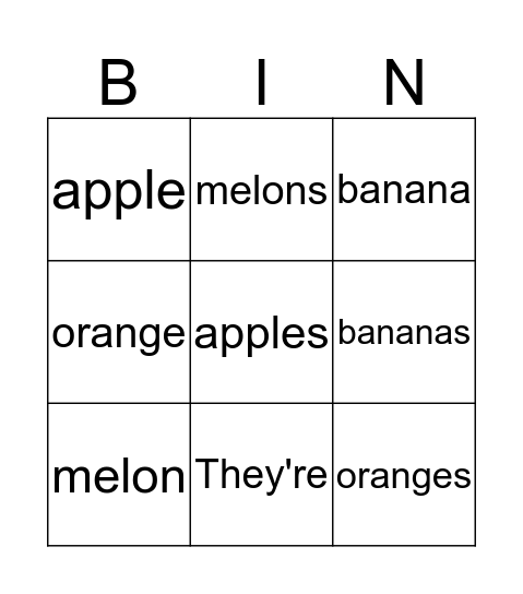 yellow Bingo Card