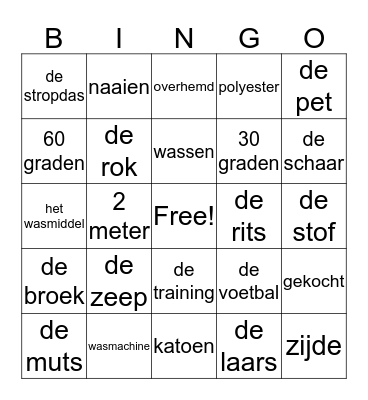 Kleding en Uiterlijk Bingo Card