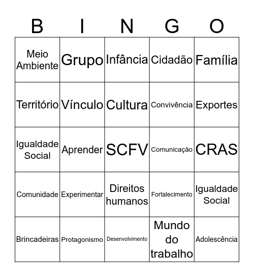 Encontro SCFV Bingo Card