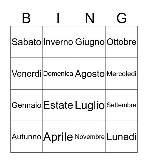 Tombola Bingo Card