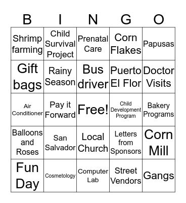 Compassion Bingo  Bingo Card