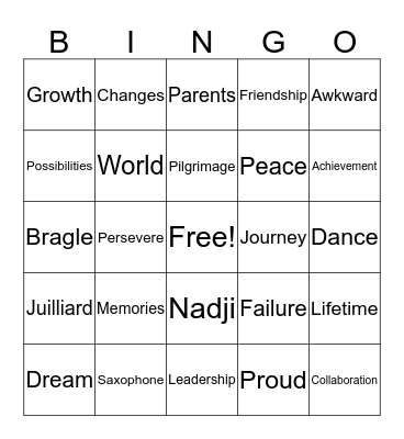 Graduation 2017 Bingo Card