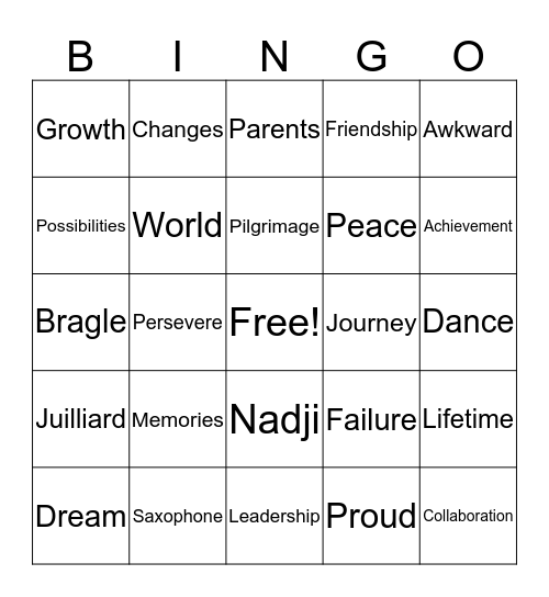 Graduation 2017 Bingo Card