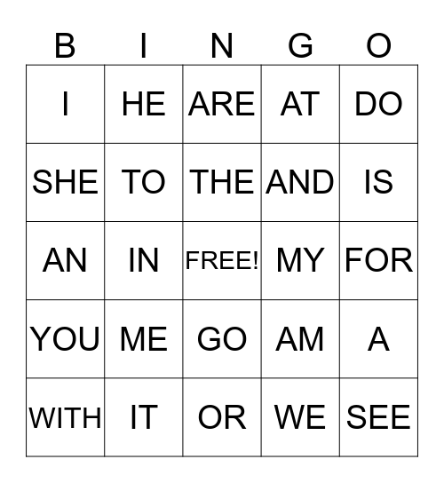 Let's Read!!! Bingo Card