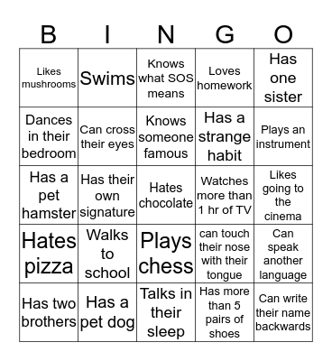 Find someone who ... Bingo Card