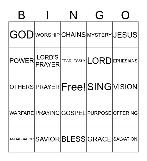 ARMOR BING Bingo Card